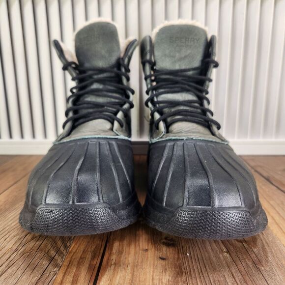 Sperry Duck Float Boots Men Sz 8M Green Leather Rubber Rain Lined Outdoors Ankle main image 4